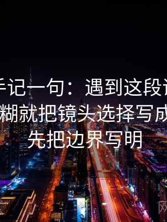 觅圈顺手记一句：遇到这段话的来源是不是模糊就把镜头选择写成说明——先把边界写明